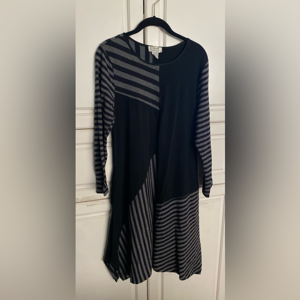 Black and Gray Asymmetrical High-Low Sheath Dress